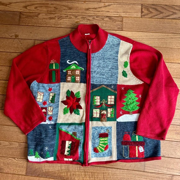 Vintage Sweaters - Vintage Christmas patchwork sweater